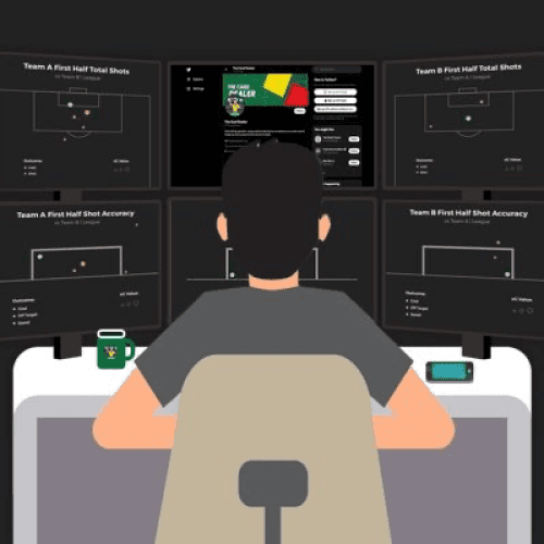 Illustration of man sat in chair on a computer