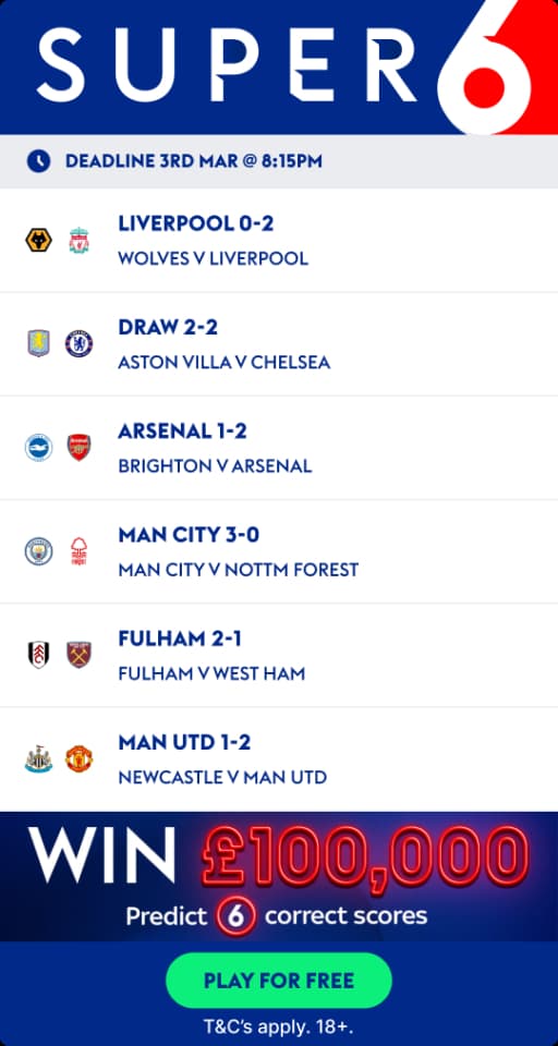 Paddy Power Wol vs Liv
